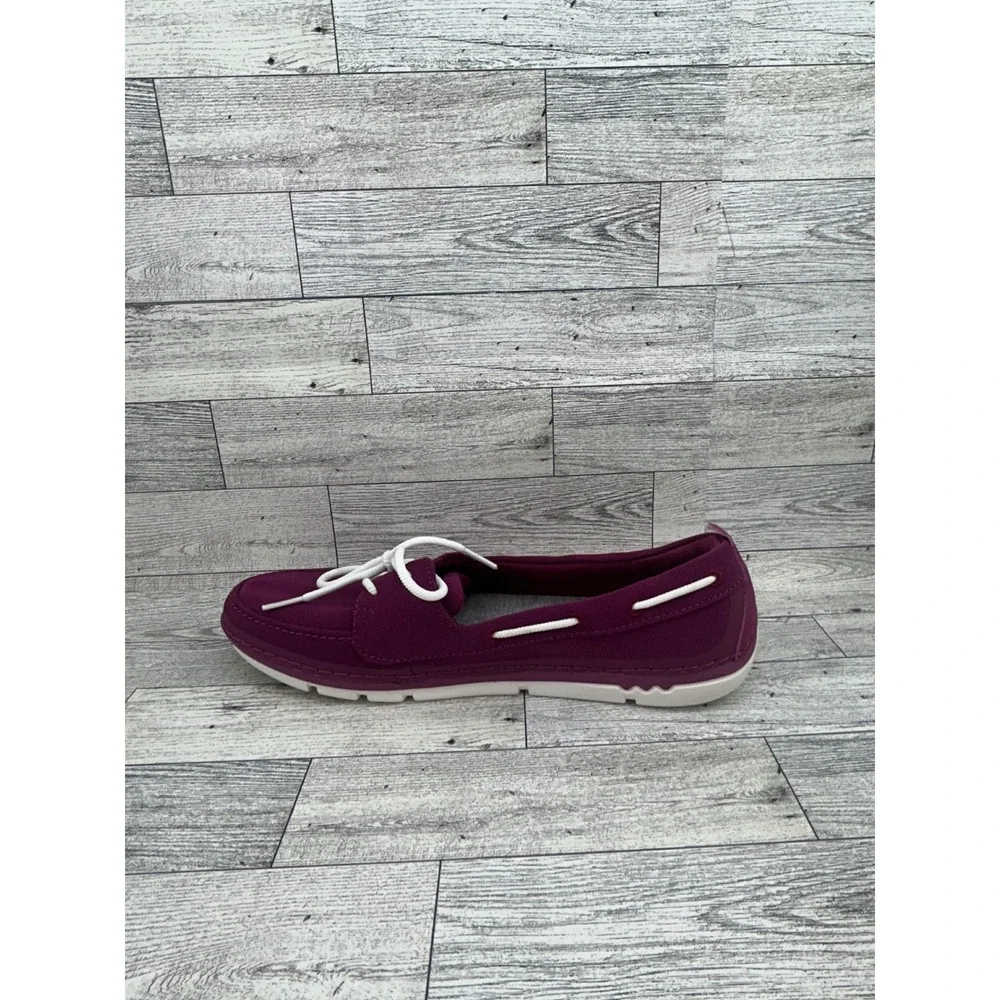 Clarks Cloudsteppers Purple Mesh Boat Shoes Women Sz‎ 9.5 M Cushion Soft Loafers